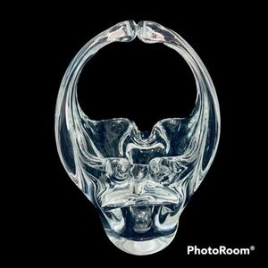 Vintage Hand Blown Glass Basket Ashtray Vase